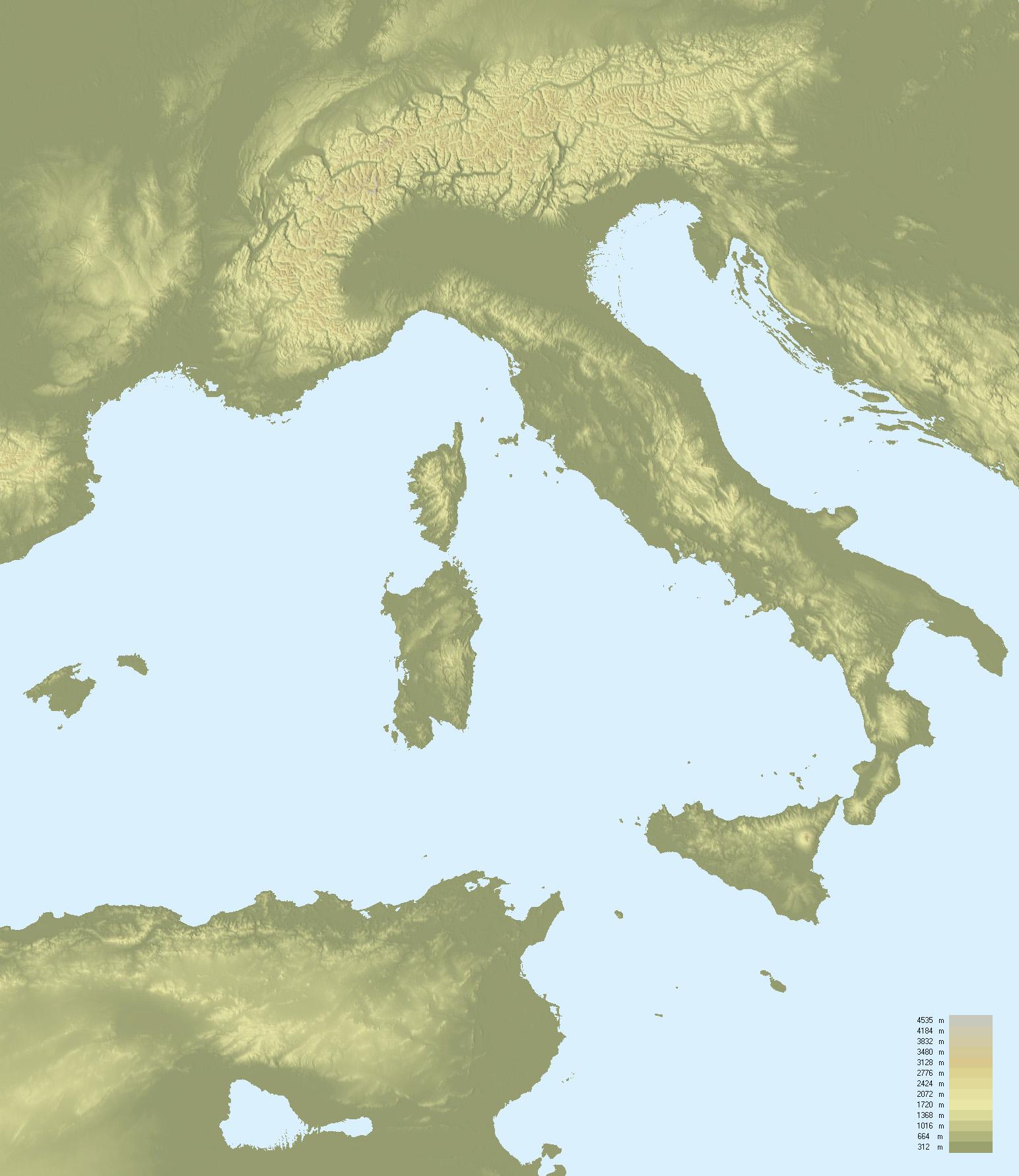 península italiana mapa de europa