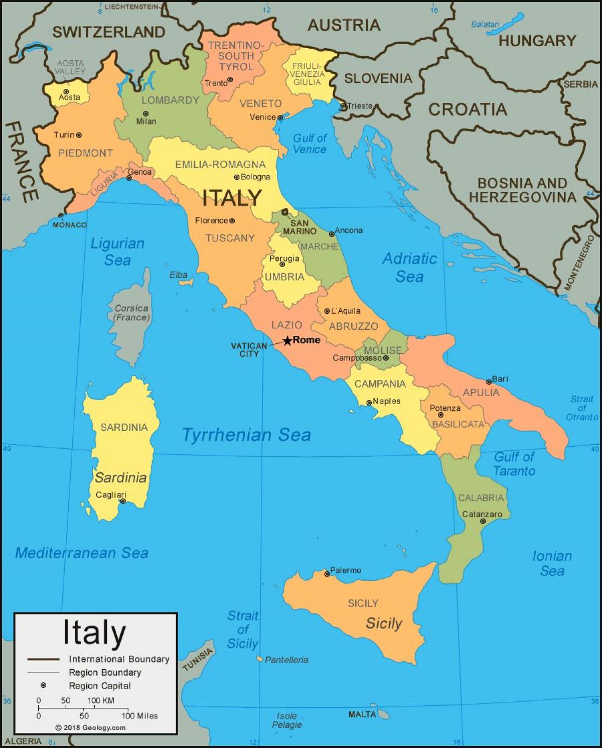 Italia en un mapa