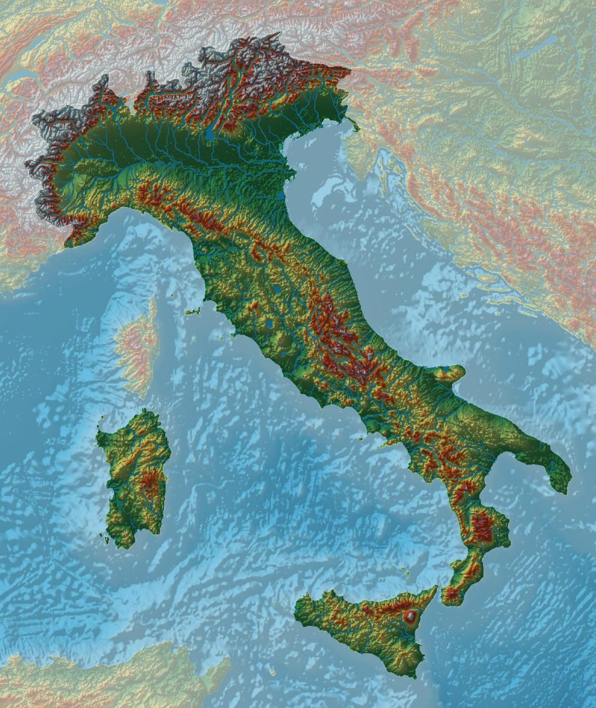 Mapa de altitud de Italia