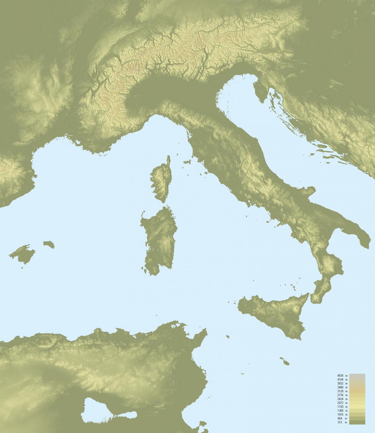 Mapa topográfico de Italia